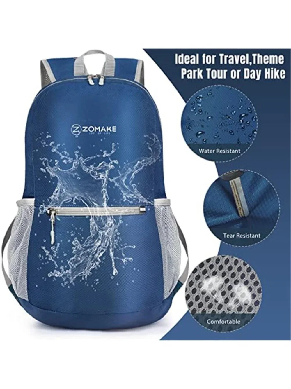 Packable Hiking Backpack Lightweight Foldable Travel Daypack Water Resistant 20L